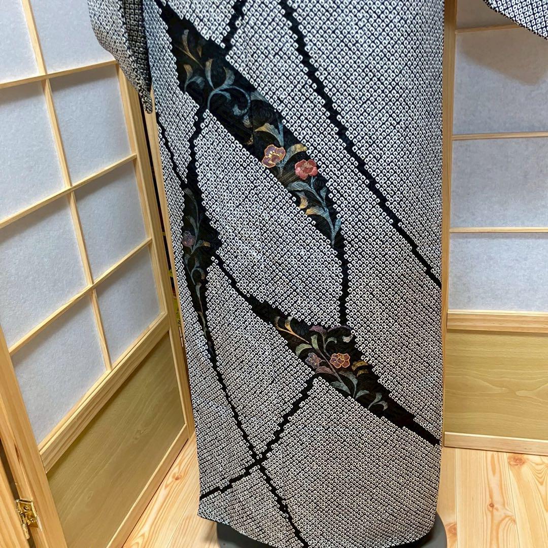 4883# Japanese Kimono Vintage Womens Silk Fabric Robe Kimono only sold Shibori