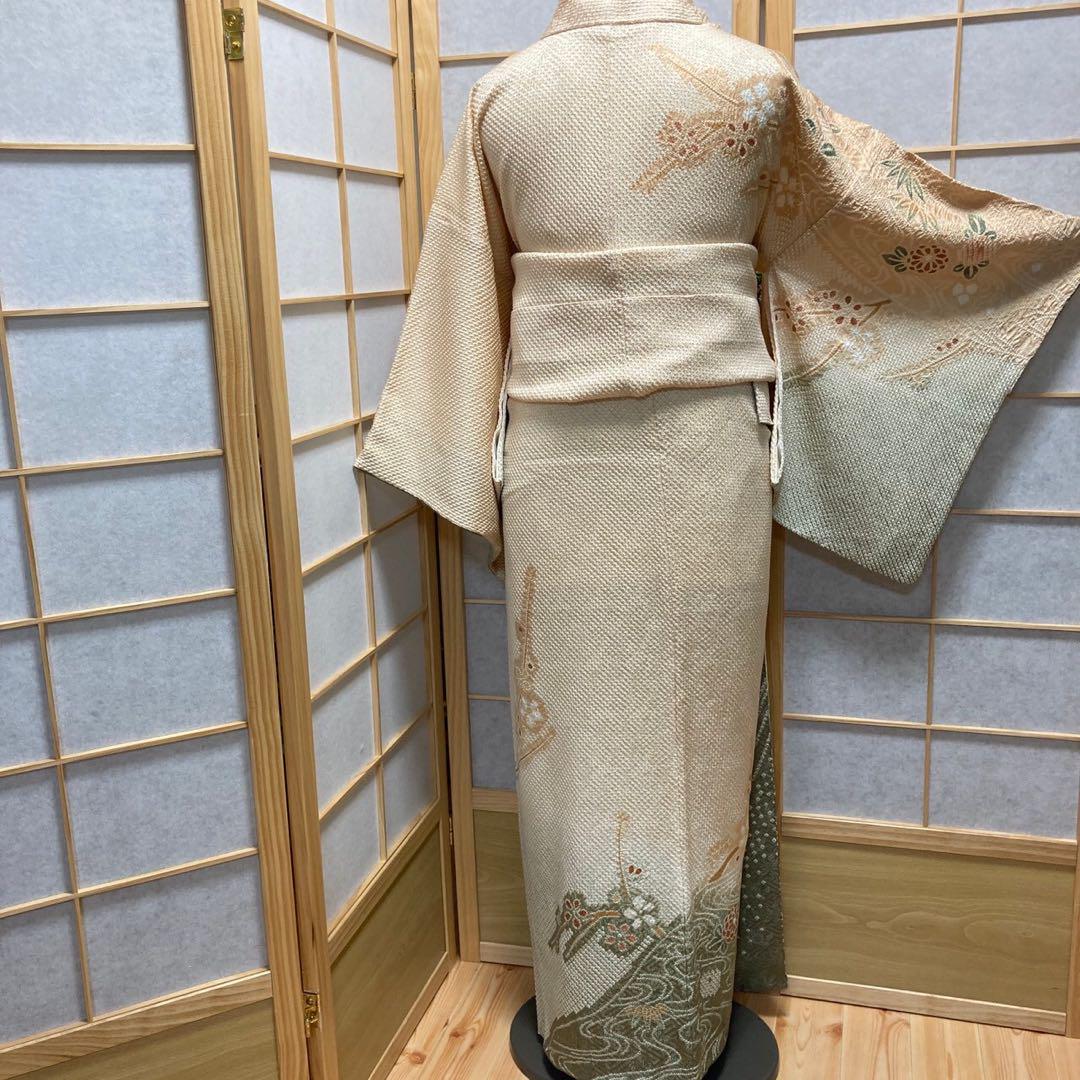 3113# Japanese Kimono Vintage Womens Silk Fabric Robe Kimono only sold Shibori
