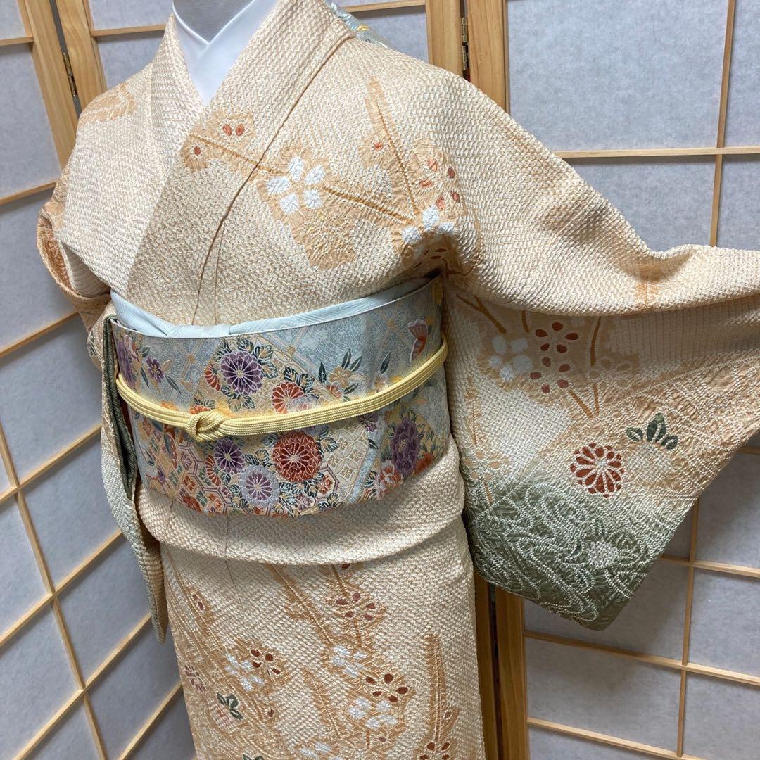 3113# Japanese Kimono Vintage Womens Silk Fabric Robe Kimono only sold Shibori