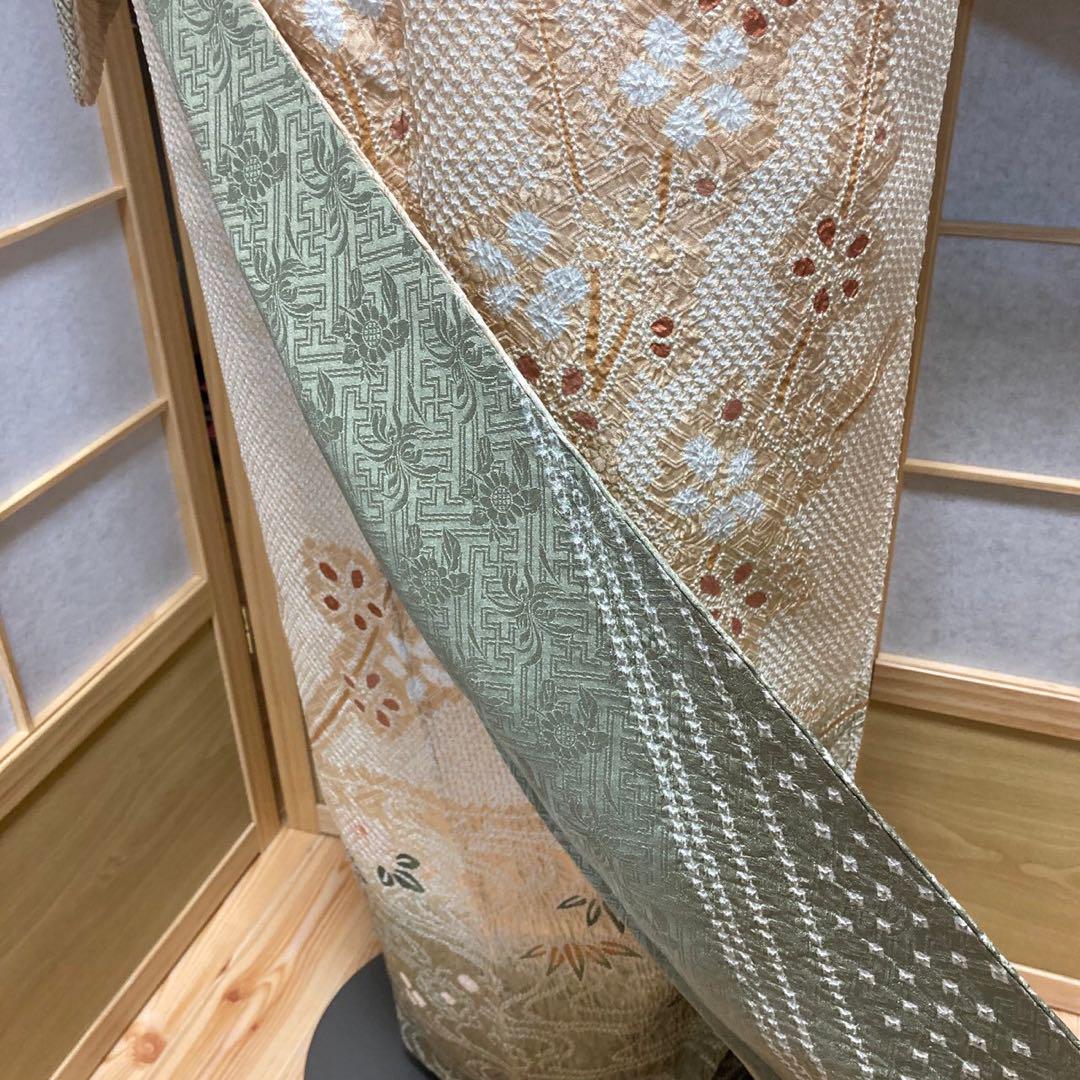3113# Japanese Kimono Vintage Womens Silk Fabric Robe Kimono only sold Shibori