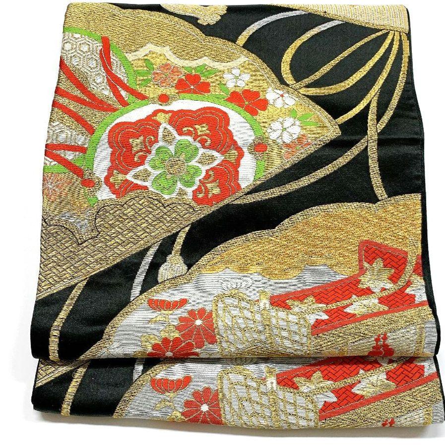3792# Japanese Vintage Fukuro Obi Belt Kimono Fabric Silk Traditional Untailored