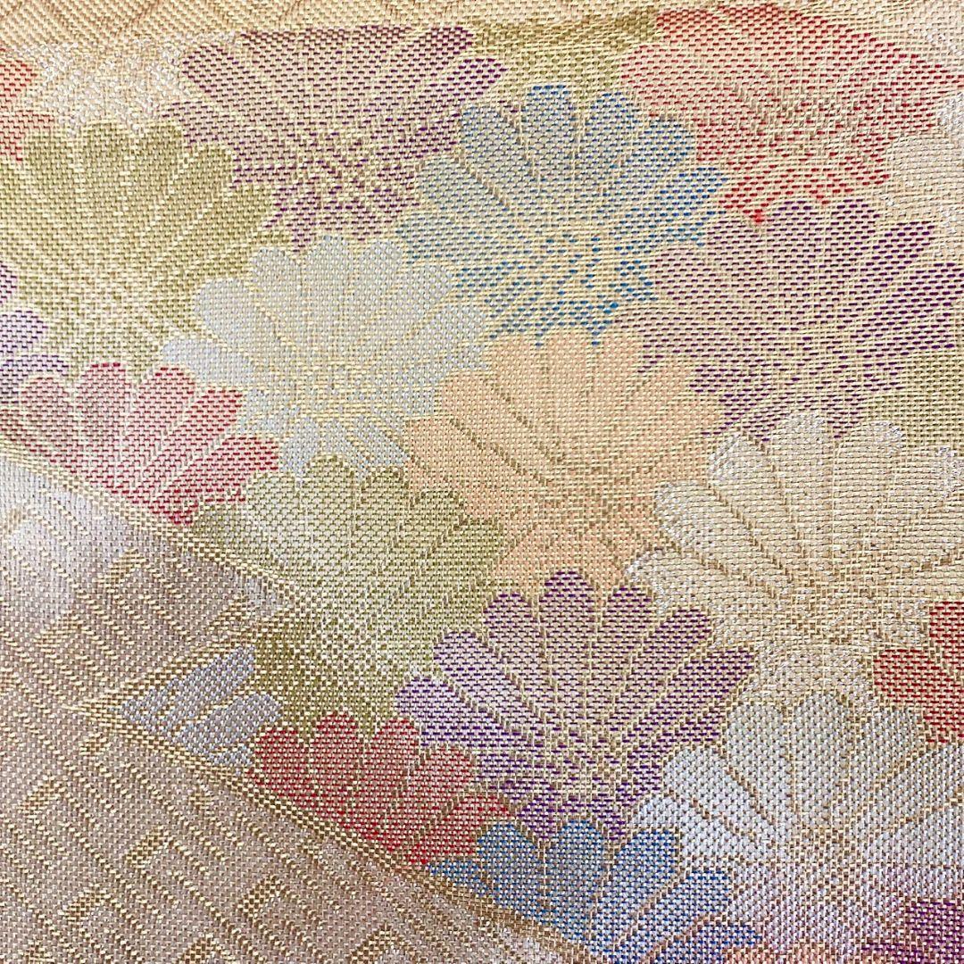 4926# Japanese Vintage Fukuro Obi Belt Kimono Fabric Silk Traditional Gold