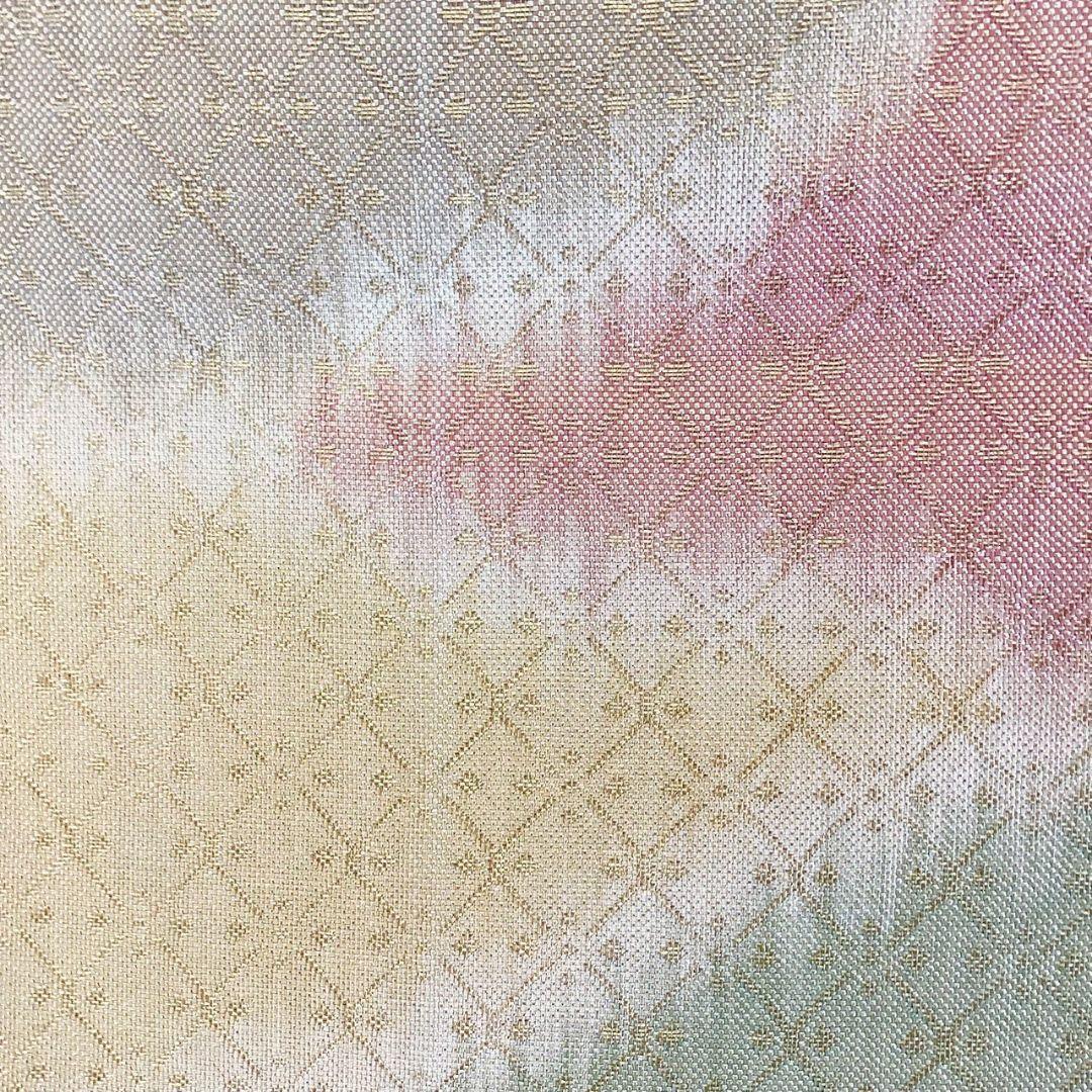 4926# Japanese Vintage Fukuro Obi Belt Kimono Fabric Silk Traditional Gold