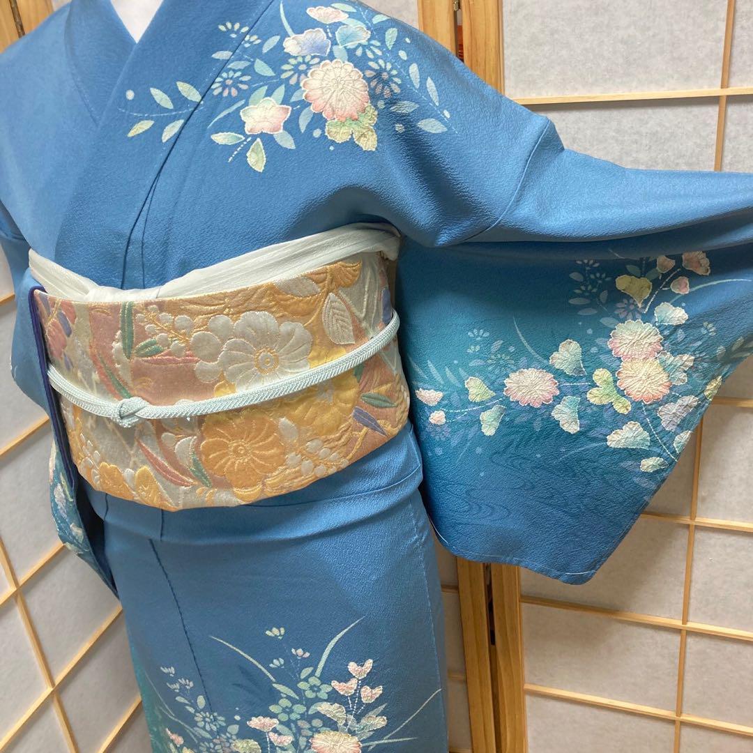3119# Japanese Kimono Vintage Womens Silk Fabric Robe Kimono only sold Unused