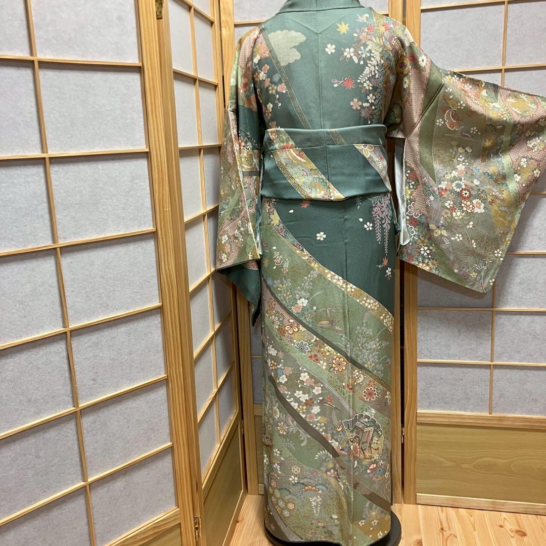 4405# Japanese Kimono Vintage Womens Silk Fabric Robe Kimono only sold