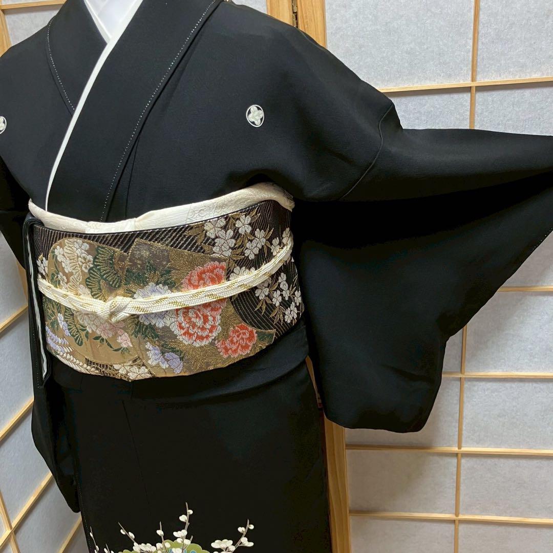 4327# Japanese Tomesode Kimono Vintage Womens Silk Fabric Robe Kimono only sold