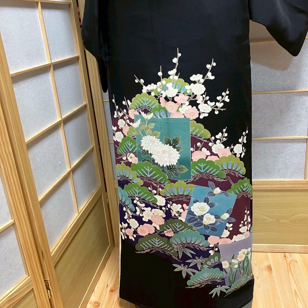 4327# Japanese Tomesode Kimono Vintage Womens Silk Fabric Robe Kimono only sold