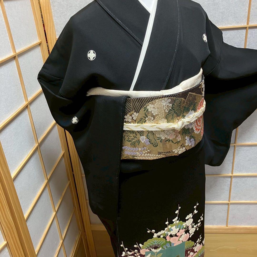 4327# Japanese Tomesode Kimono Vintage Womens Silk Fabric Robe Kimono only sold