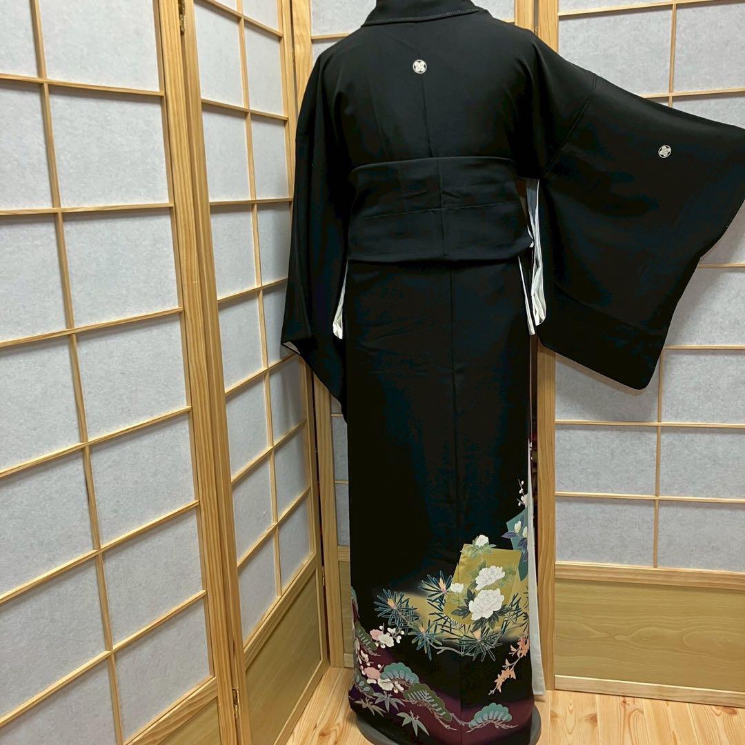4327# Japanese Tomesode Kimono Vintage Womens Silk Fabric Robe Kimono only sold