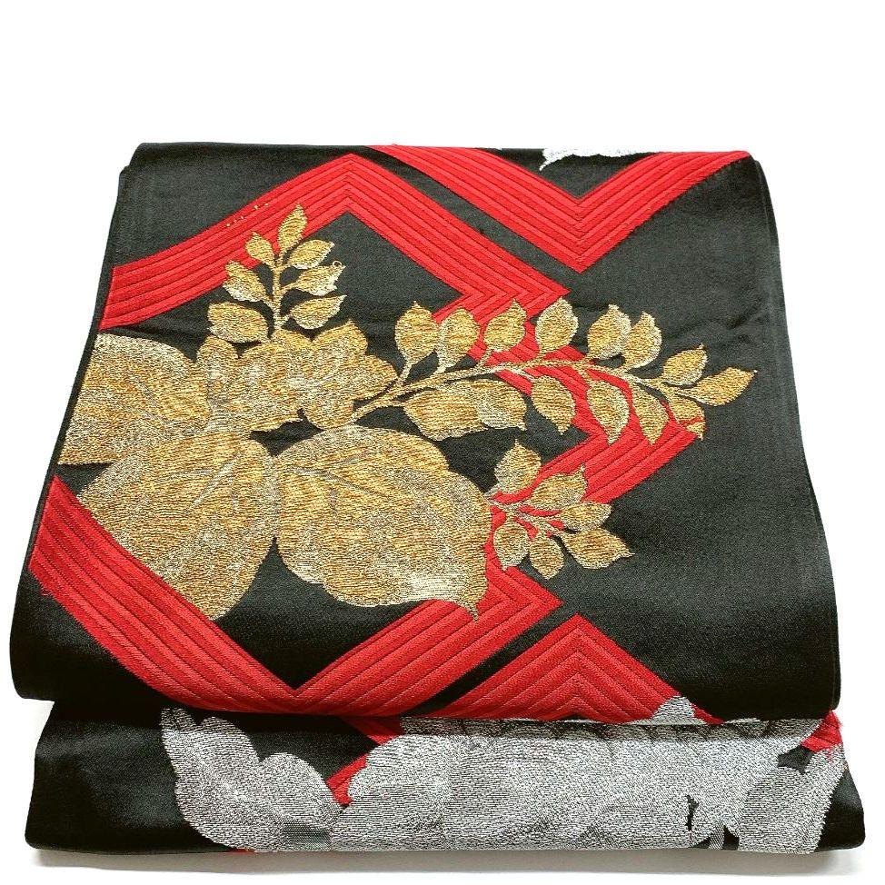 4146# Japanese Vintage Fukuro Obi Belt Kimono Fabric Silk Traditional Untailored