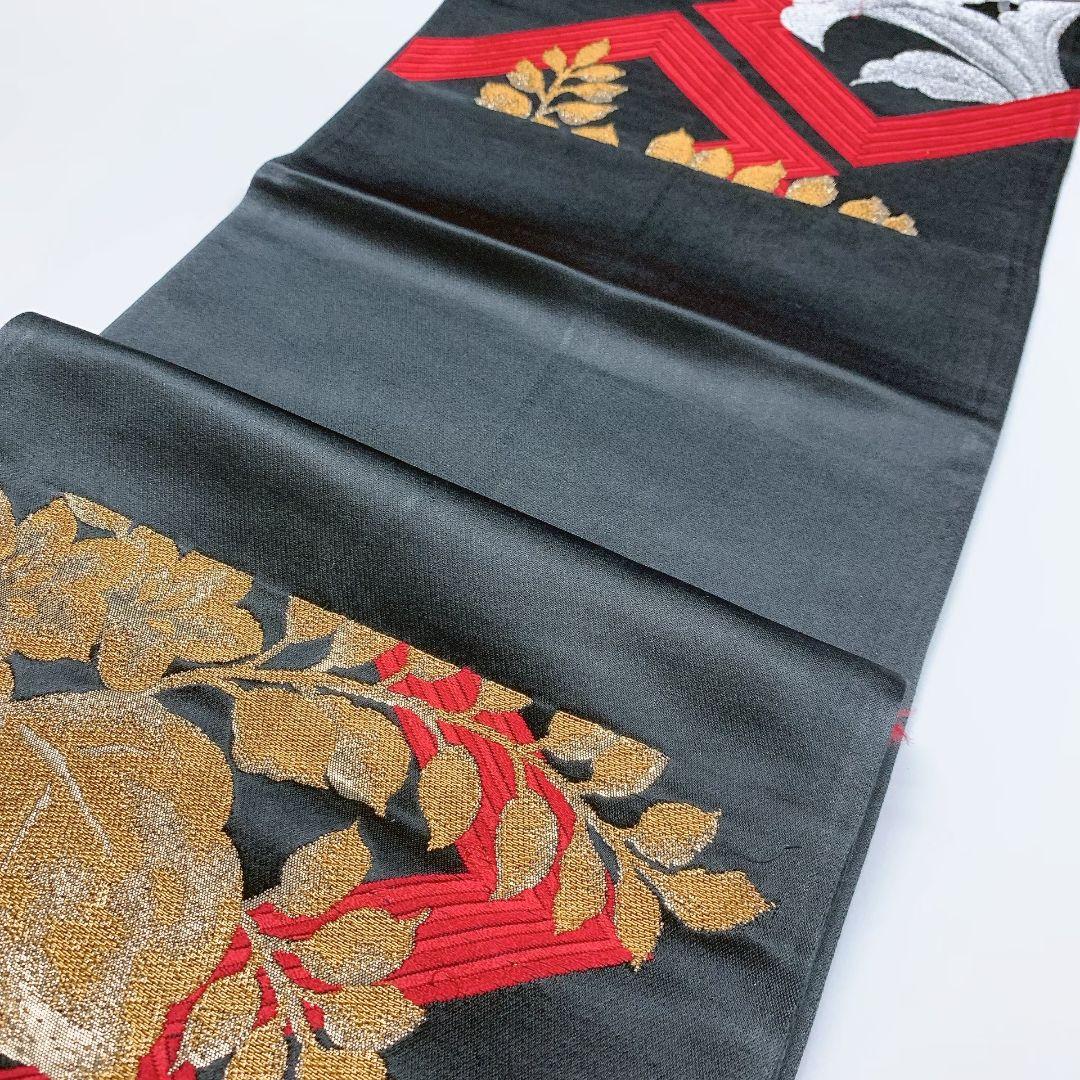 4146# Japanese Vintage Fukuro Obi Belt Kimono Fabric Silk Traditional Untailored
