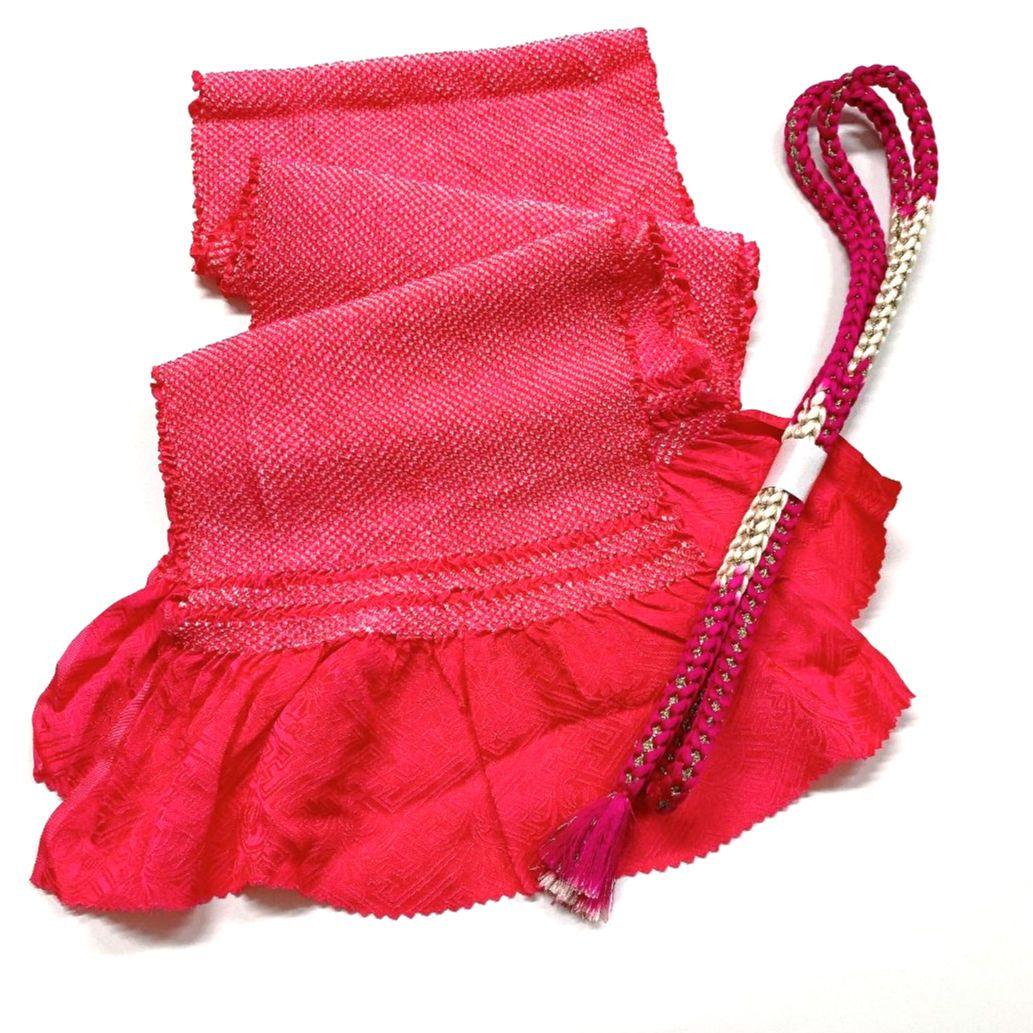 3374# Japanese Kimono Accessory Obiage and Obijime 2-piece Set Silk Shibori