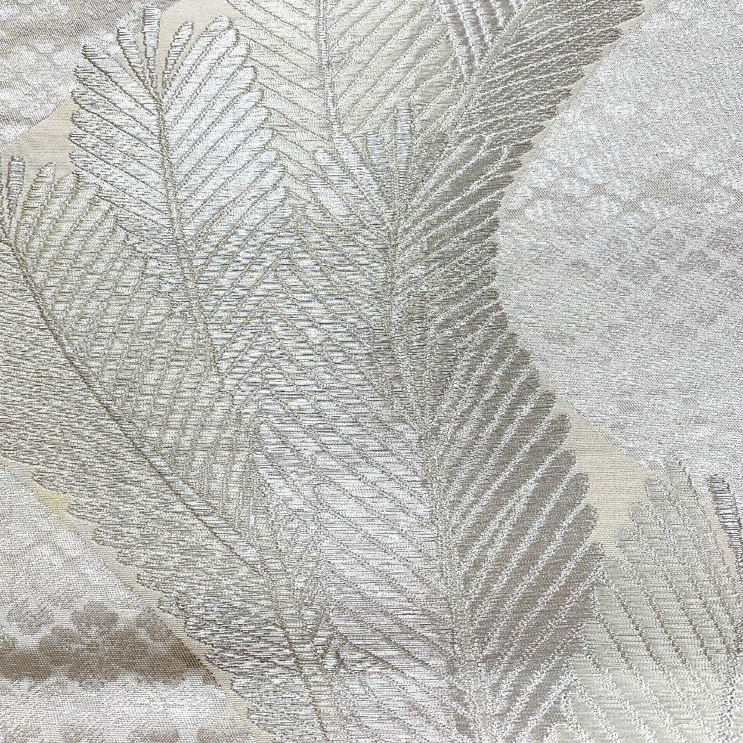 5080# Japanese Vintage Fukuro Obi Belt Kimono Fabric Silk Traditional Silver