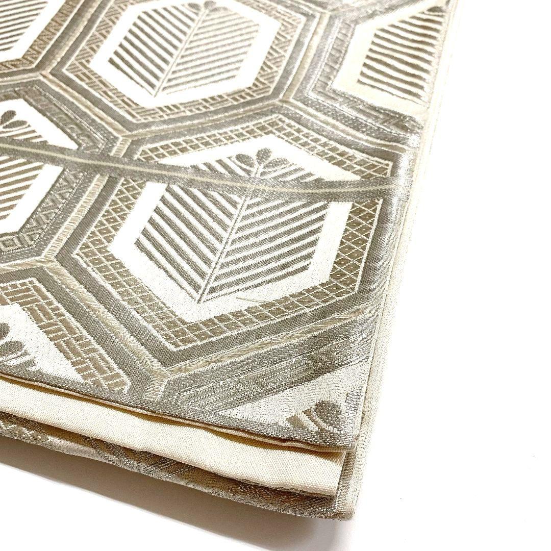 2238# Japanese Vintage Fukuro Obi Belt Kimono Fabric Silk Traditional Silver