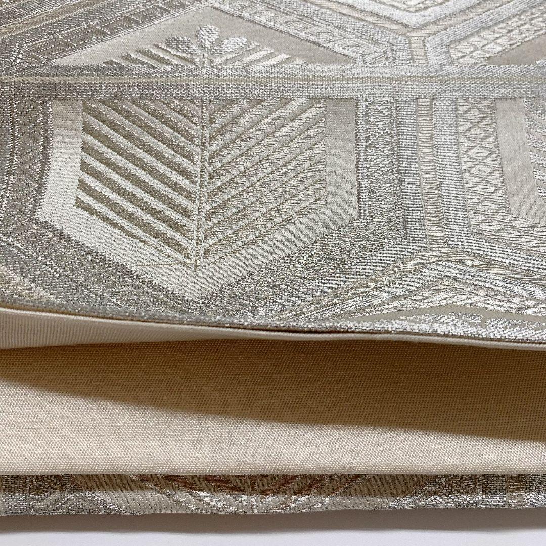 2238# Japanese Vintage Fukuro Obi Belt Kimono Fabric Silk Traditional Silver