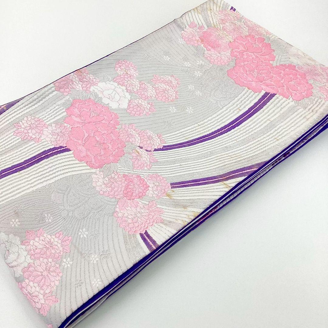 4942# Japanese Vintage Fukuro Obi Belt Kimono Fabric Silk Traditional Untailored