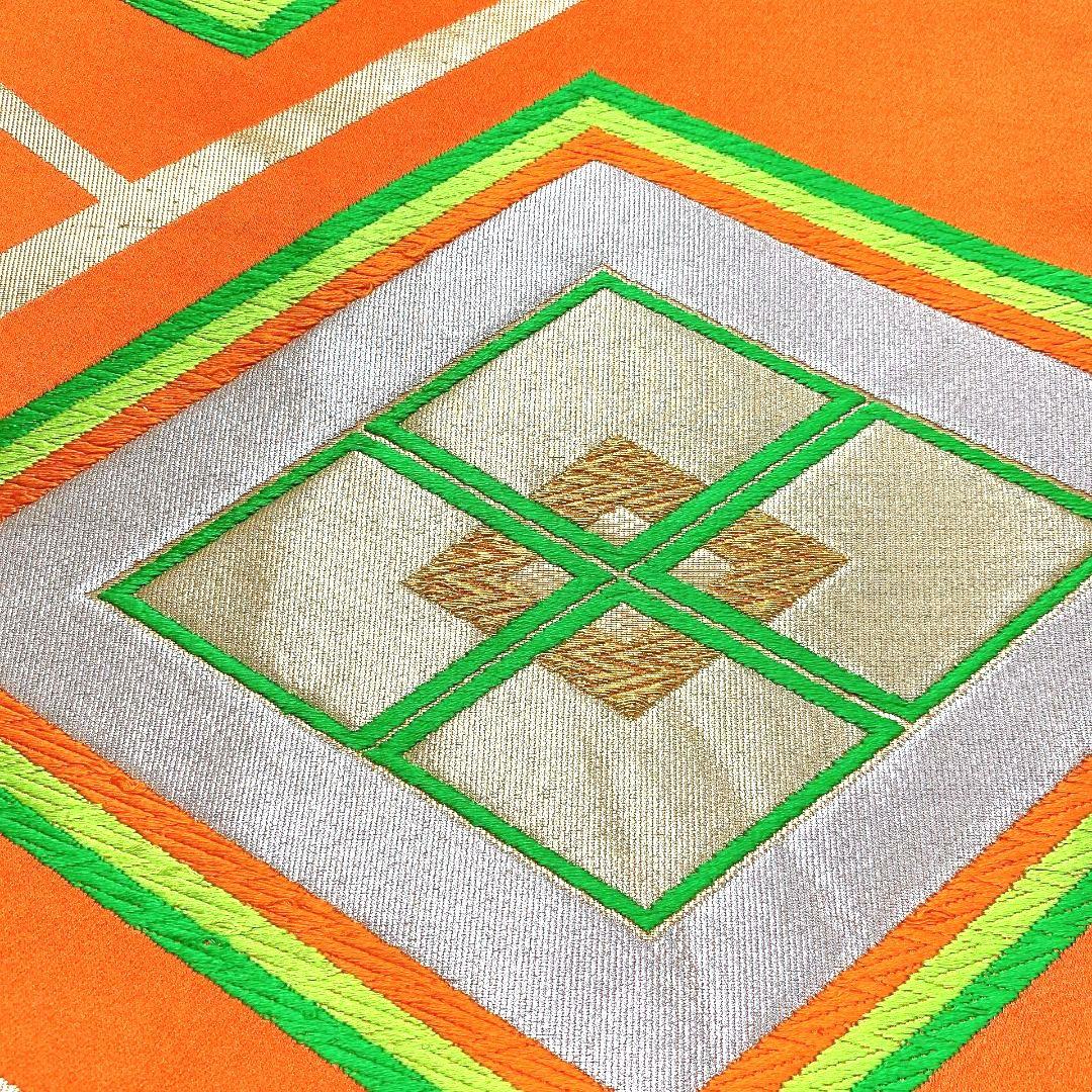 3767# Japanese Vintage Fukuro Obi Belt Kimono Fabric Silk Traditional Orange