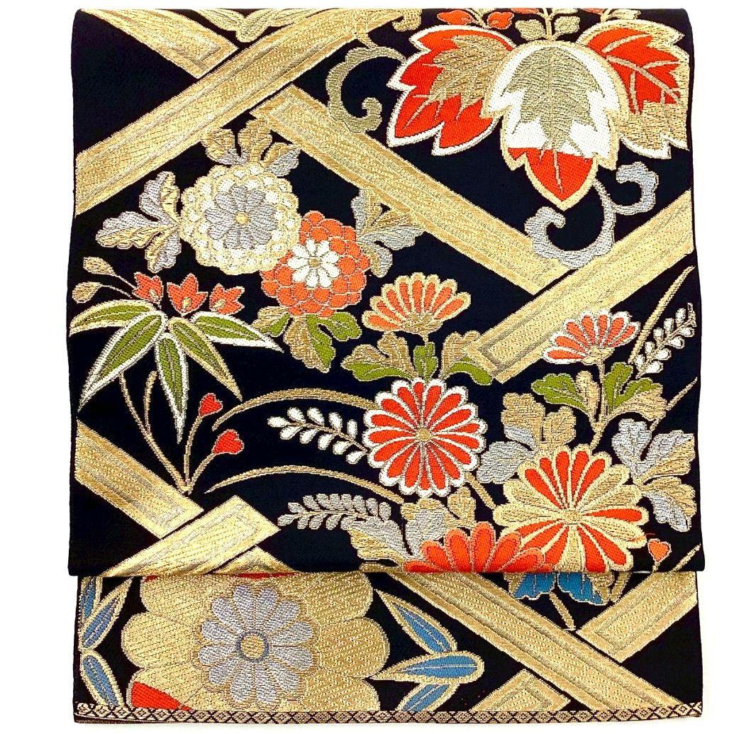 4945# Japanese Vintage Fukuro Obi Belt Kimono Fabric Silk Traditional Untailored