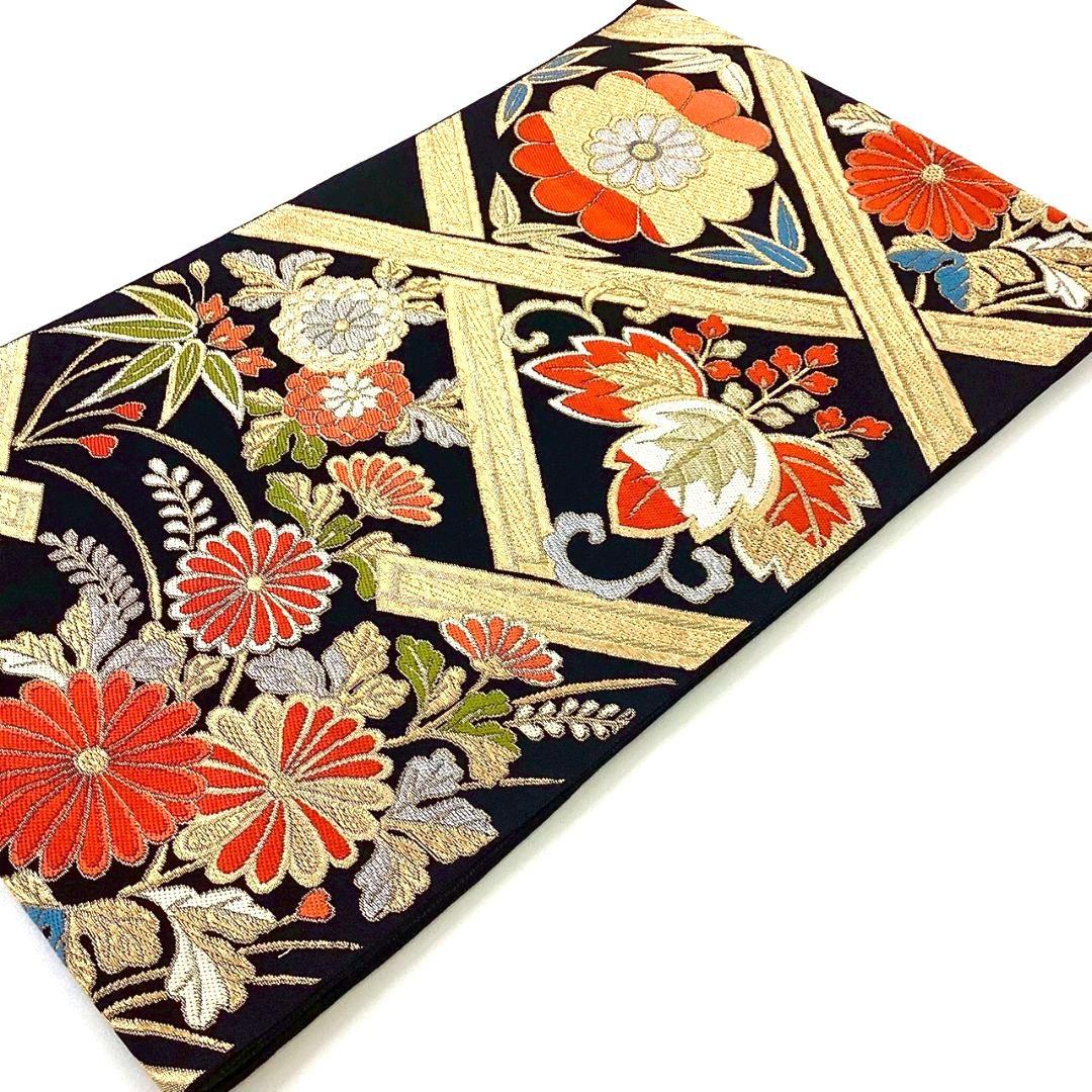 4945# Japanese Vintage Fukuro Obi Belt Kimono Fabric Silk Traditional Untailored