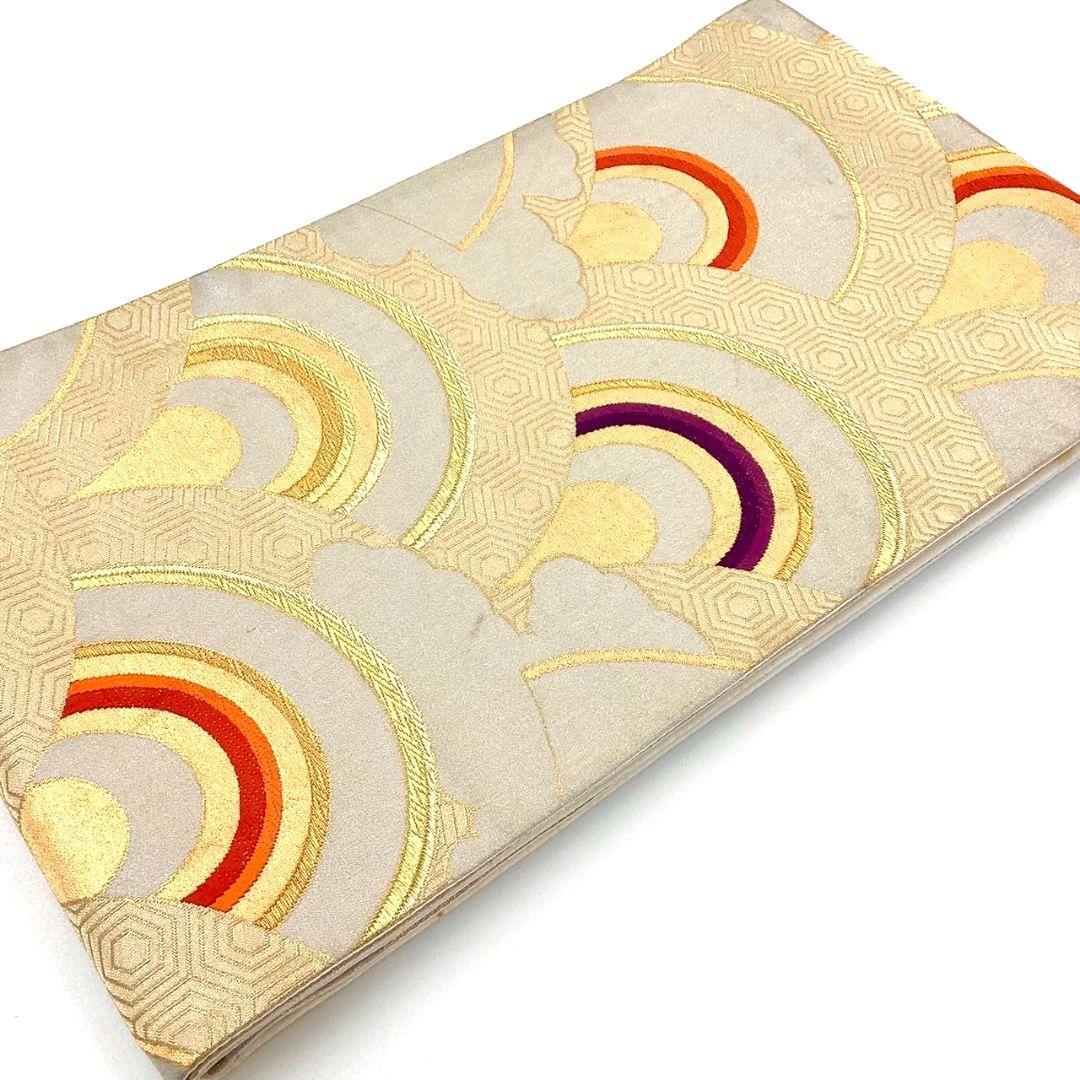 4230# Japanese Vintage Fukuro Obi Belt Kimono Fabric Silk Traditional Embroidery