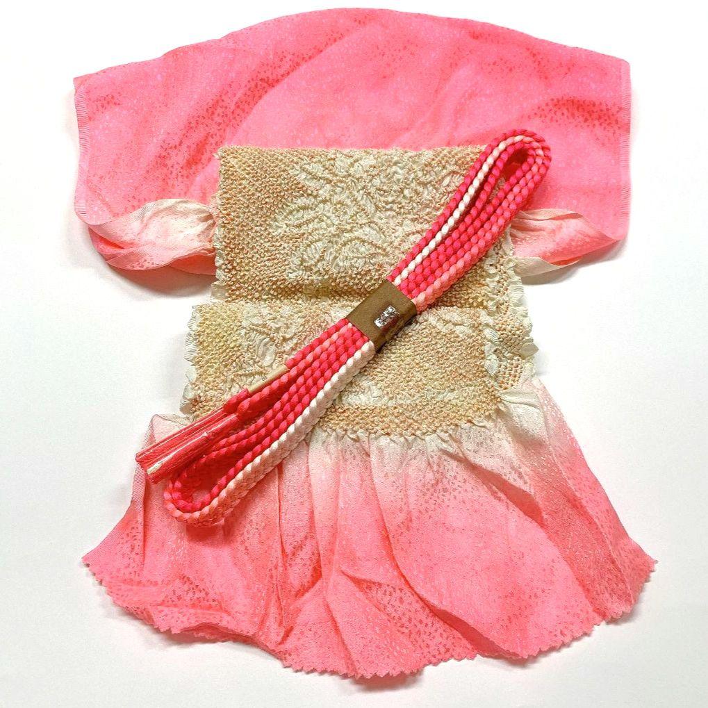 3849# Japanese Kimono Accessory Obiage and Obijime 2-piece Set Silk Shibori