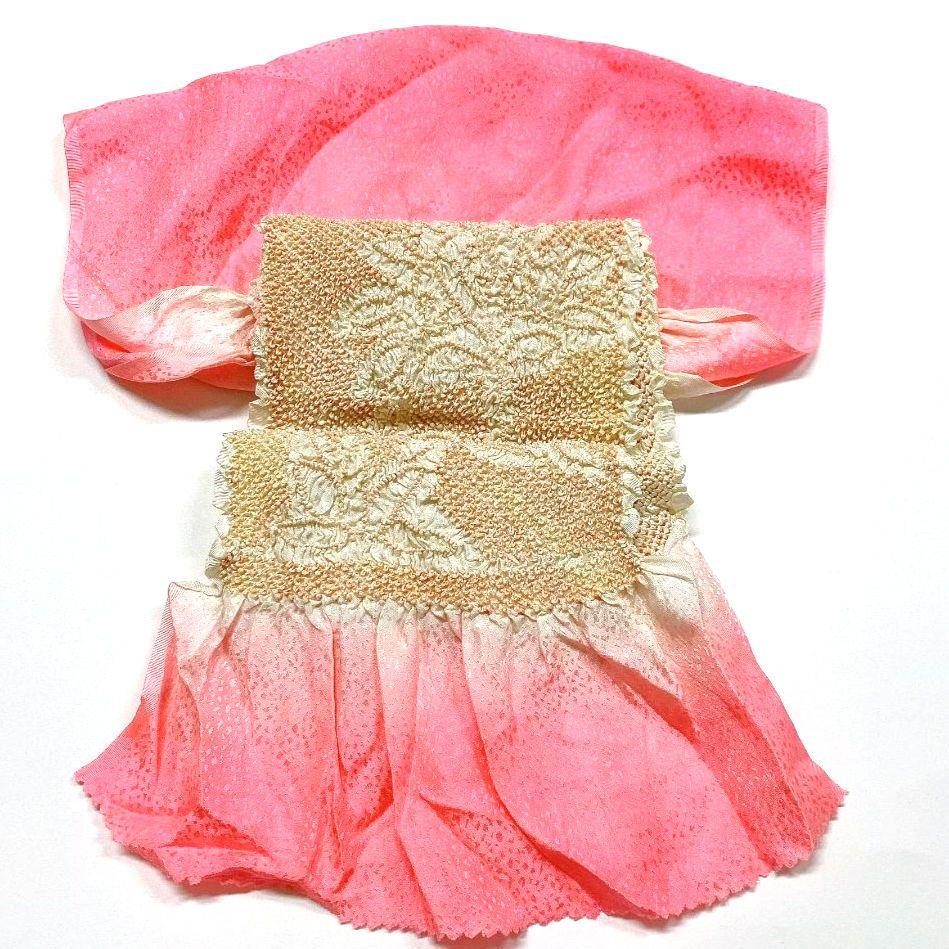 3849# Japanese Kimono Accessory Obiage and Obijime 2-piece Set Silk Shibori