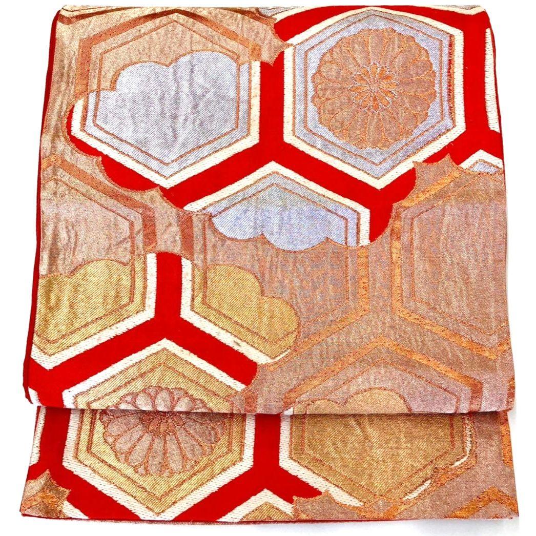 3030# Japanese Vintage Fukuro Obi Belt Kimono Fabric Silk Traditional Untailored