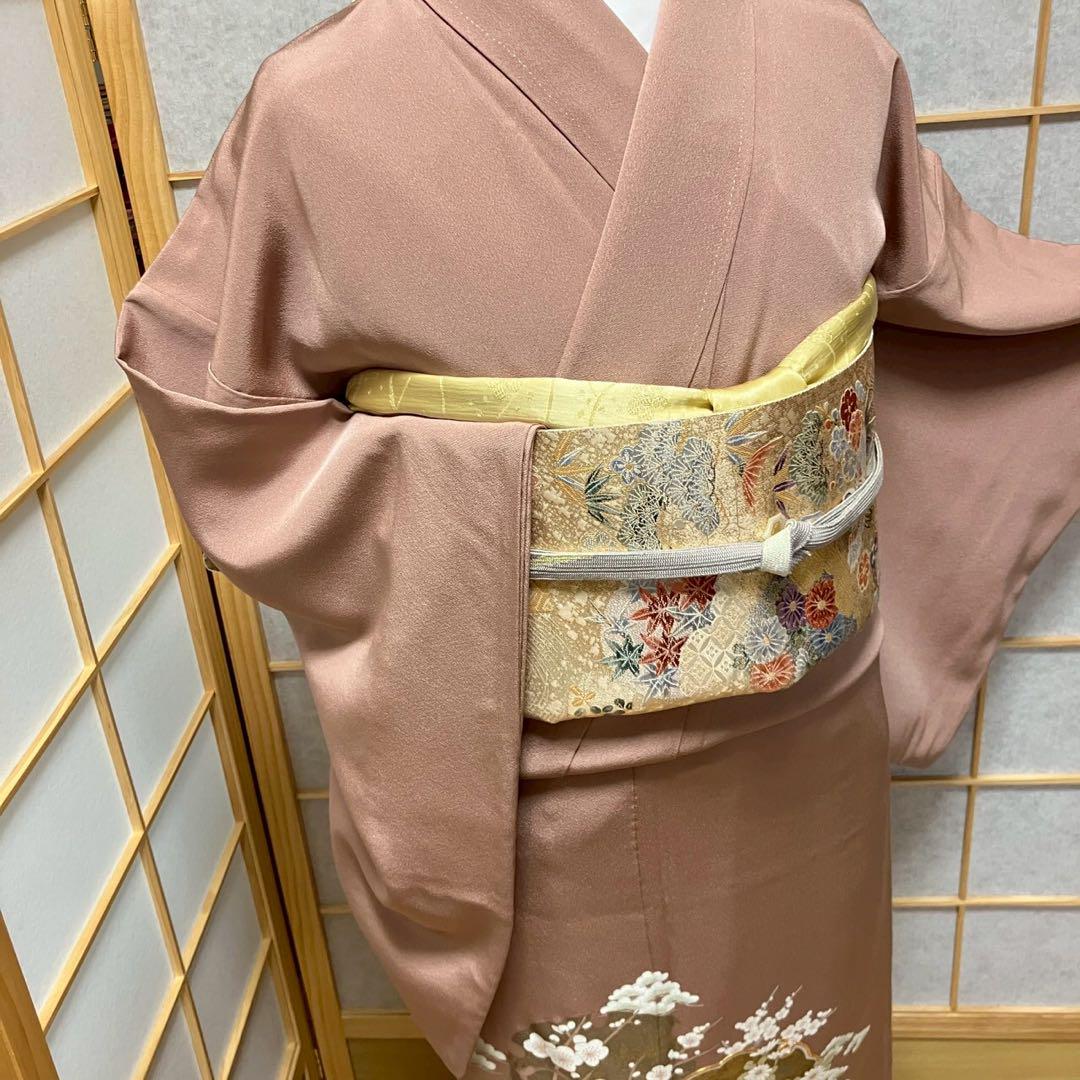 4351# Japanese Tomesode Kimono Vintage Womens Silk Fabric Robe Kimono only sold