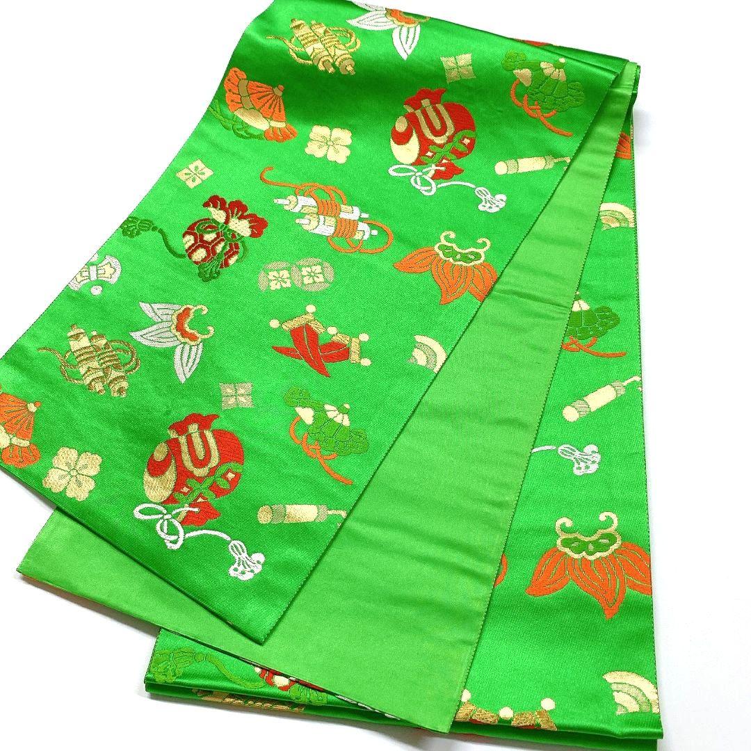 3269# Japanese Vintage Fukuro Obi Belt Kimono Fabric Silk Traditional Embroidery