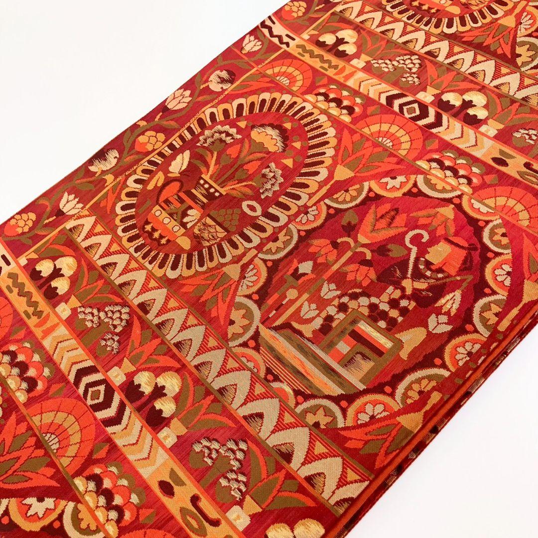 3563# Japanese Vintage Fukuro Obi Belt Kimono Fabric Silk Traditional
