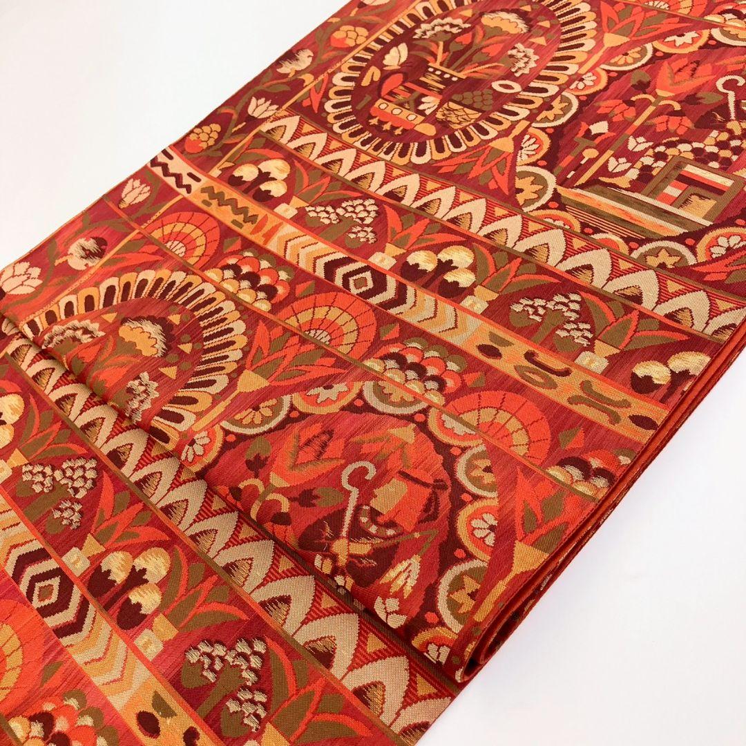 3563# Japanese Vintage Fukuro Obi Belt Kimono Fabric Silk Traditional