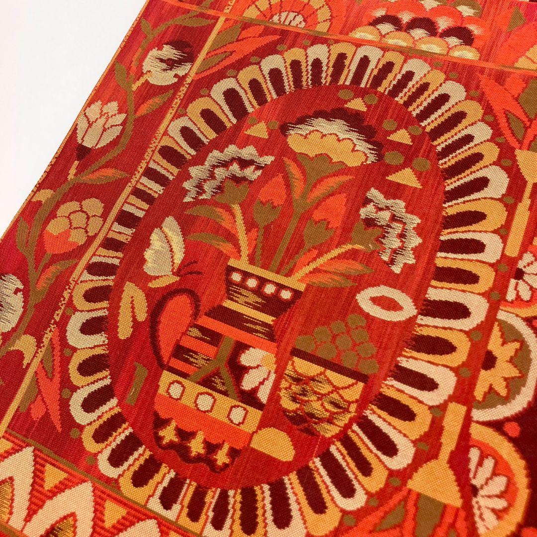 3563# Japanese Vintage Fukuro Obi Belt Kimono Fabric Silk Traditional