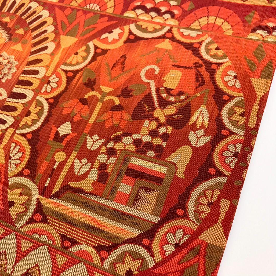 3563# Japanese Vintage Fukuro Obi Belt Kimono Fabric Silk Traditional
