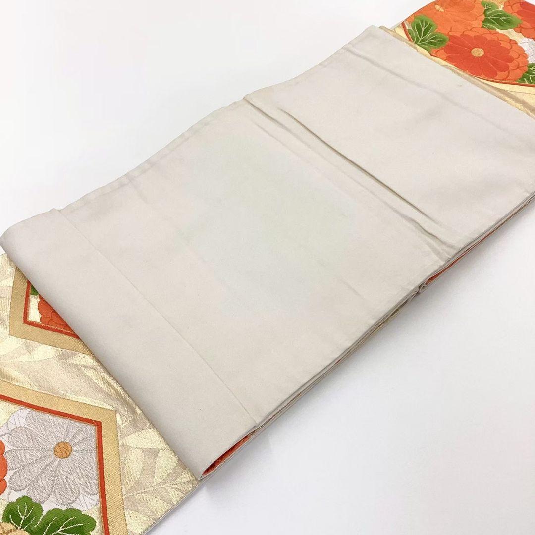 4727# Japanese Vintage Fukuro Obi Belt Kimono Fabric Silk Traditional Embroidery
