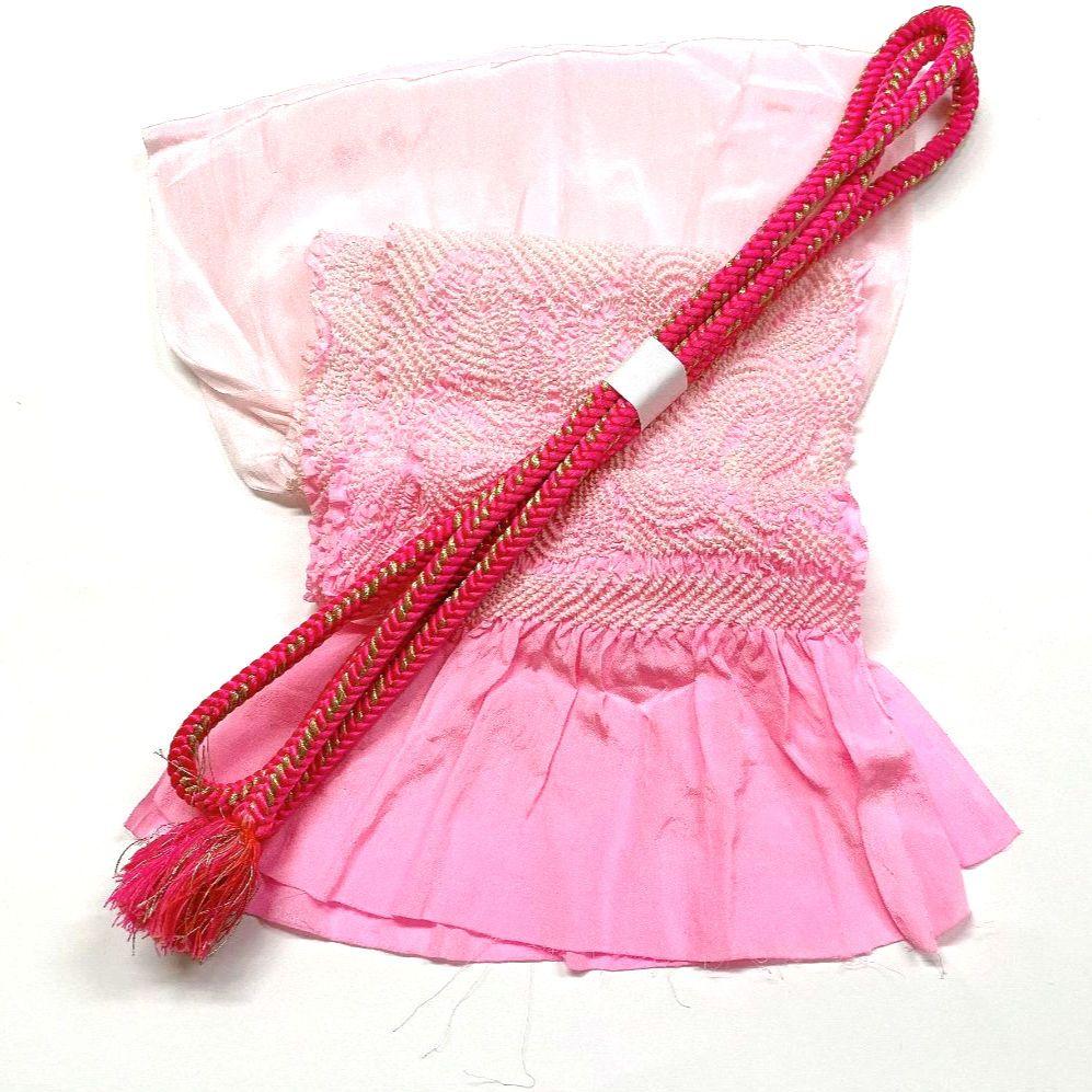 4215# Japanese Kimono Accessory Obiage and Obijime 2-piece Set Silk Shibori