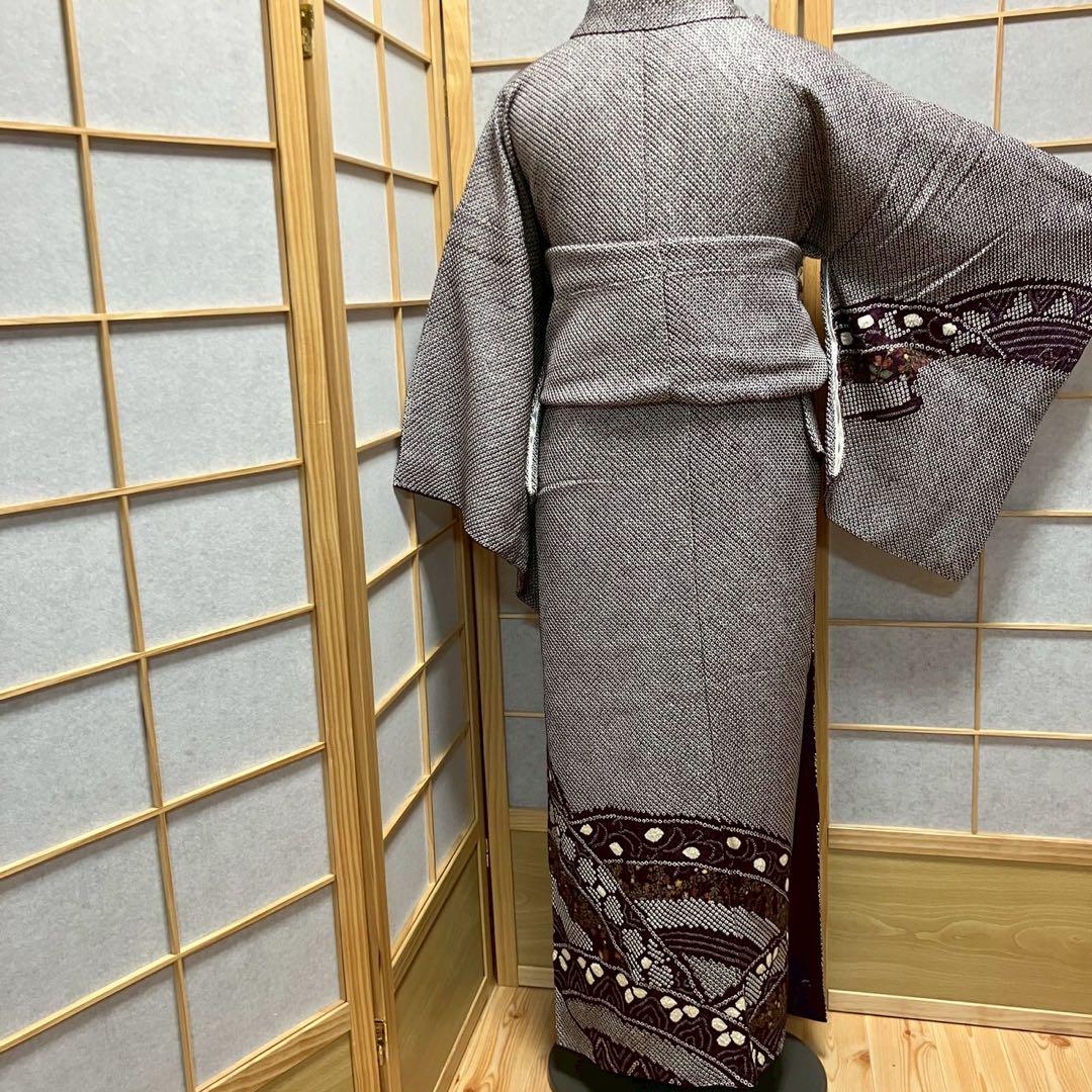 4359# Japanese Kimono Vintage Womens Silk Fabric Robe Kimono only sold Shibori