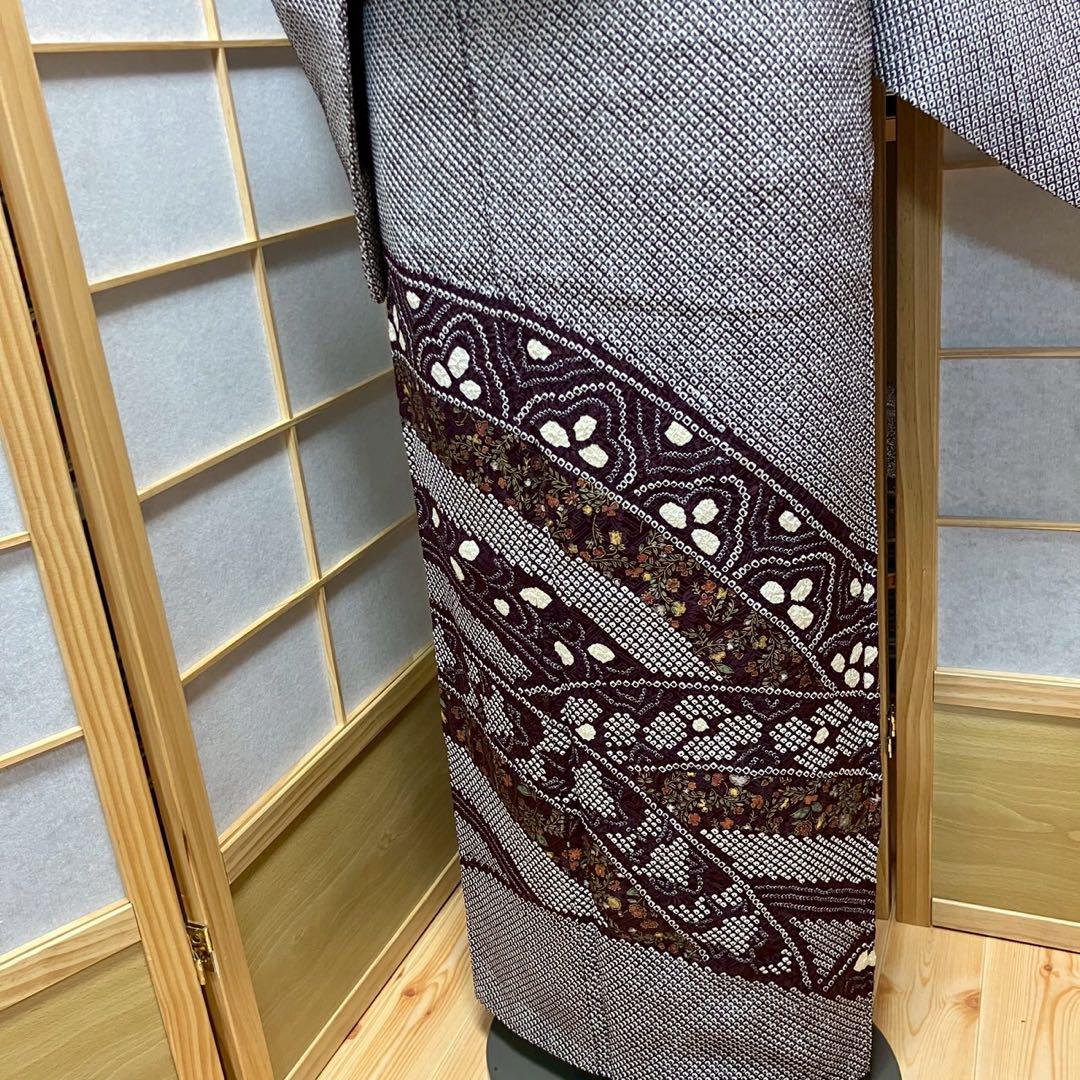 4359# Japanese Kimono Vintage Womens Silk Fabric Robe Kimono only sold Shibori