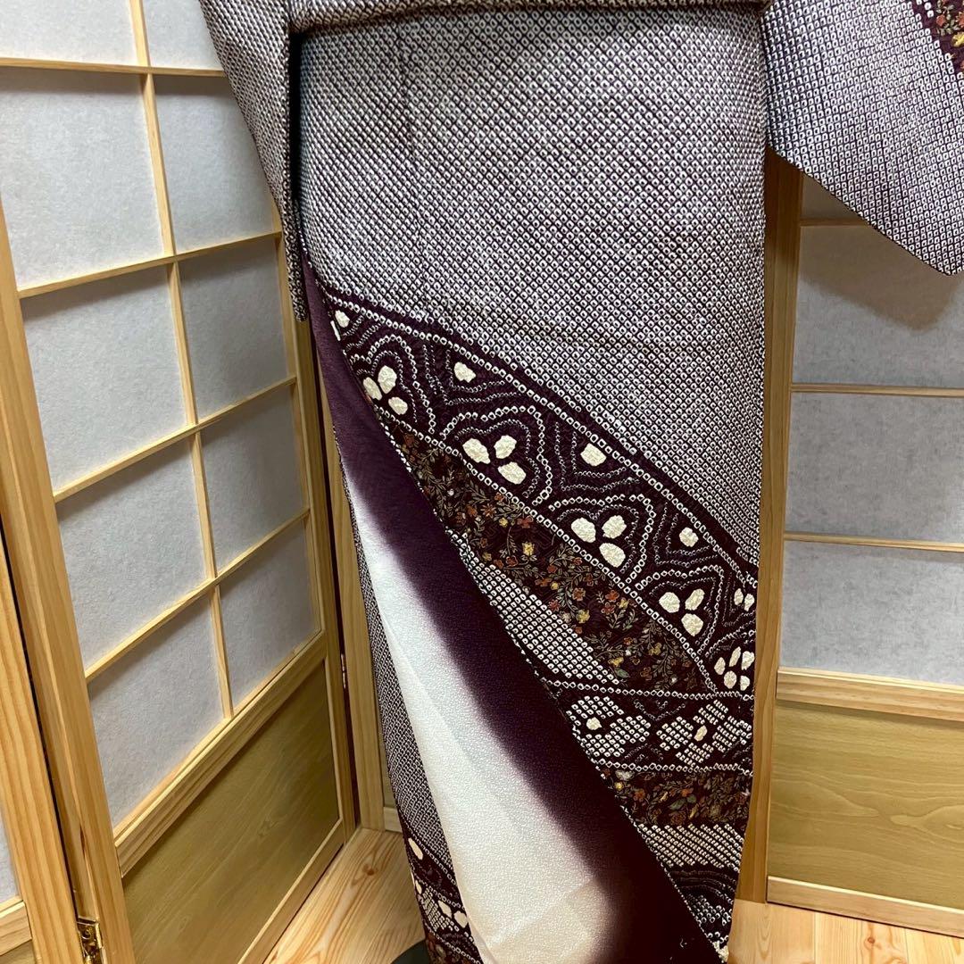 4359# Japanese Kimono Vintage Womens Silk Fabric Robe Kimono only sold Shibori