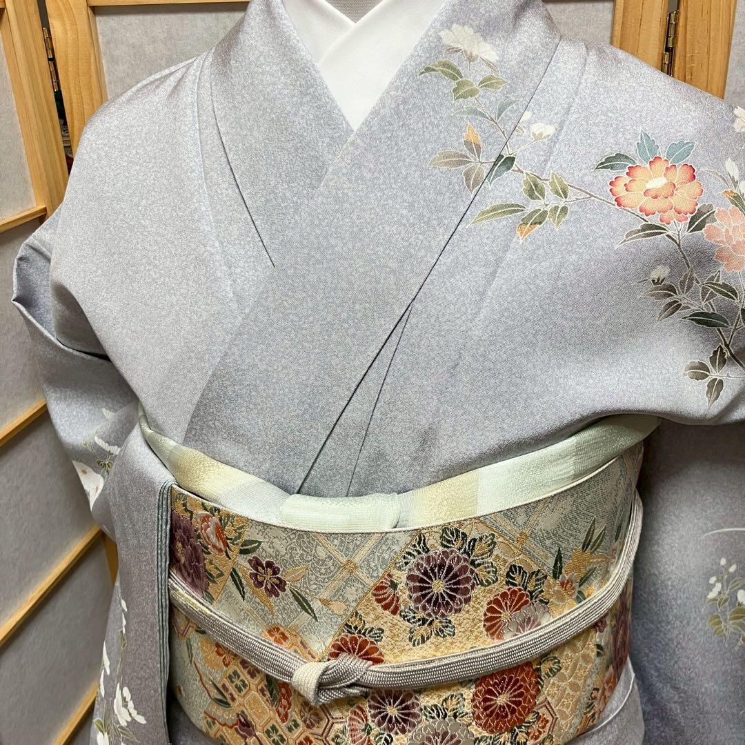 4395# Japanese Kimono Vintage Womens Silk Fabric Robe Kimono only sold Unused