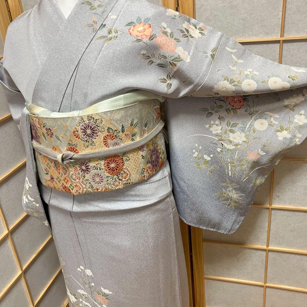 4395# Japanese Kimono Vintage Womens Silk Fabric Robe Kimono only sold Unused