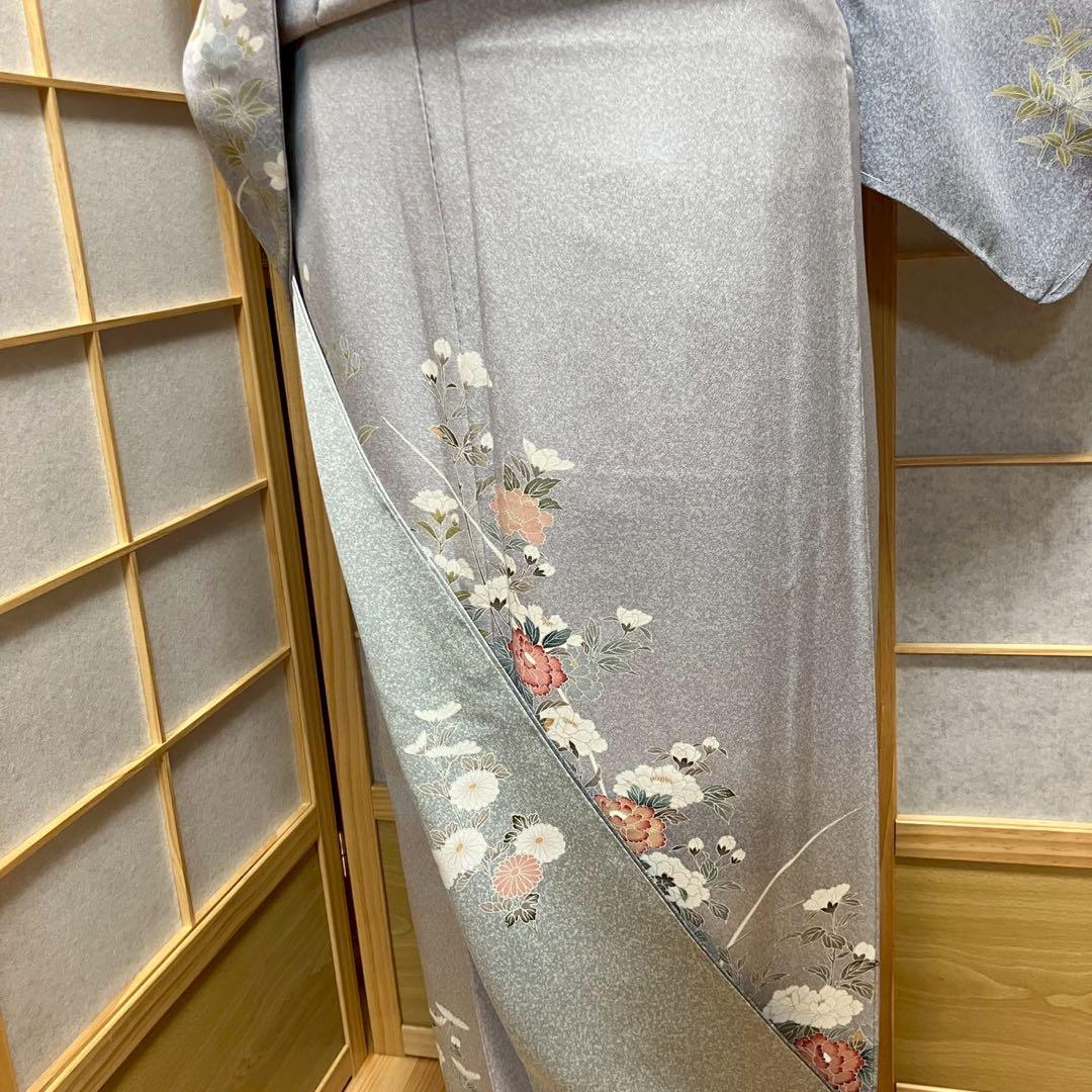 4395# Japanese Kimono Vintage Womens Silk Fabric Robe Kimono only sold Unused