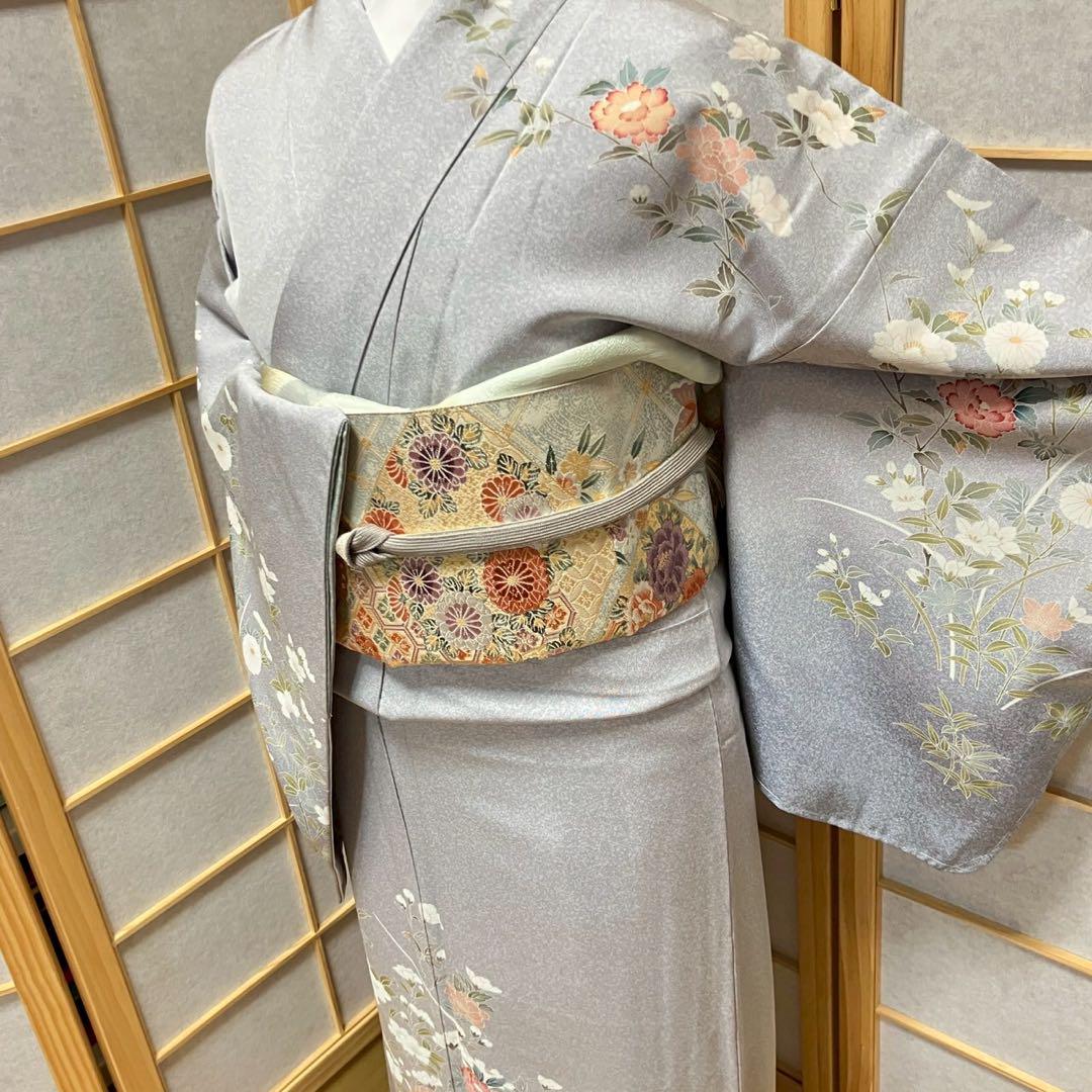 4395# Japanese Kimono Vintage Womens Silk Fabric Robe Kimono only sold Unused