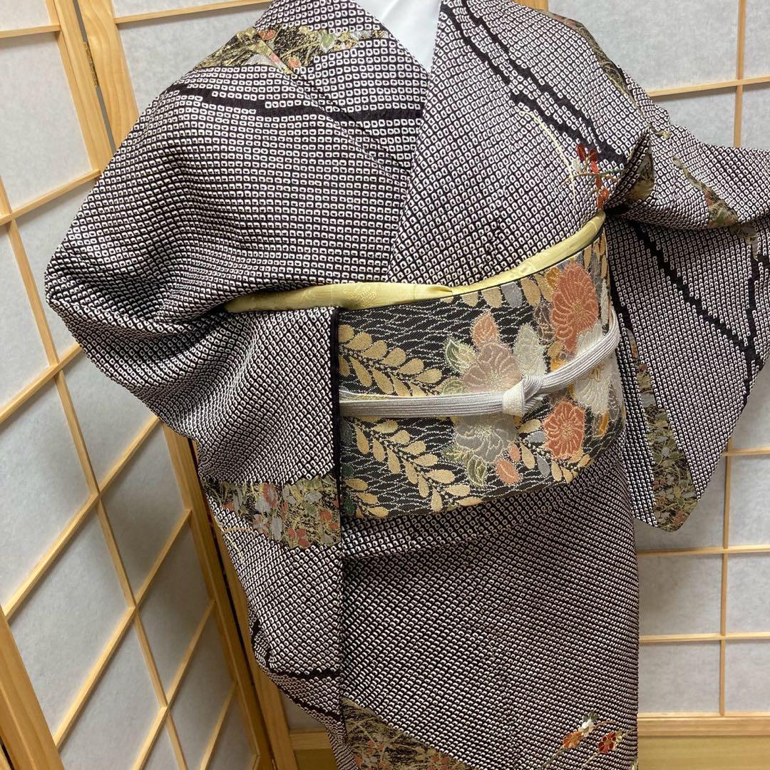 3920# Japanese Kimono Vintage Womens Silk Fabric Robe Kimono only sold Shibori
