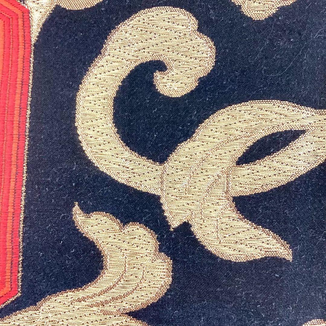 4713# Japanese Vintage Fukuro Obi Belt Kimono Fabric Silk Traditional Black