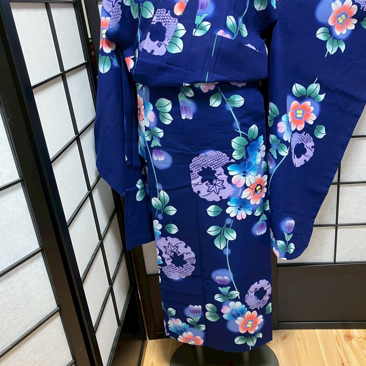 9099# Japanese Yukata Womens Vintage Fabric Cotton Robe Kimono Traditional