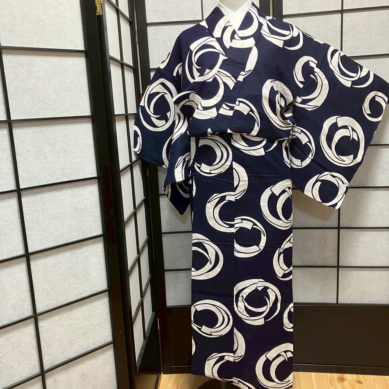 ［8784］浴衣 変わり丸文様 綿 ゆかた レディース リメイク