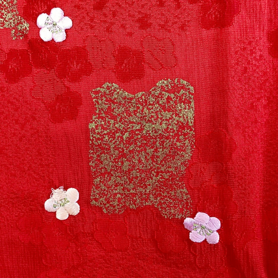 ［8511］帯締め 帯揚げ セット 梅鉢文様 刺繍 金彩 正絹 着物 帯絞め