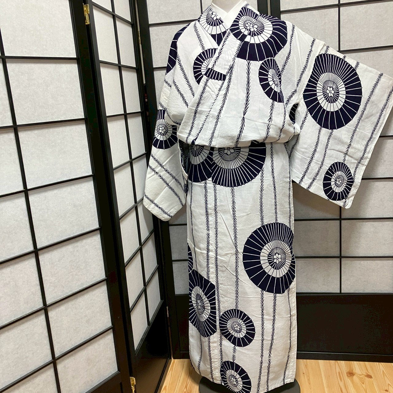 8757# Japanese Yukata Womens Vintage Fabric Cotton Robe Kimono Traditional