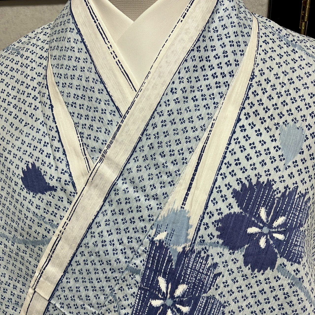 ［9442］浴衣 美品 縞帳草花文様 逸品 ゆかた レディース 綿 リメイク