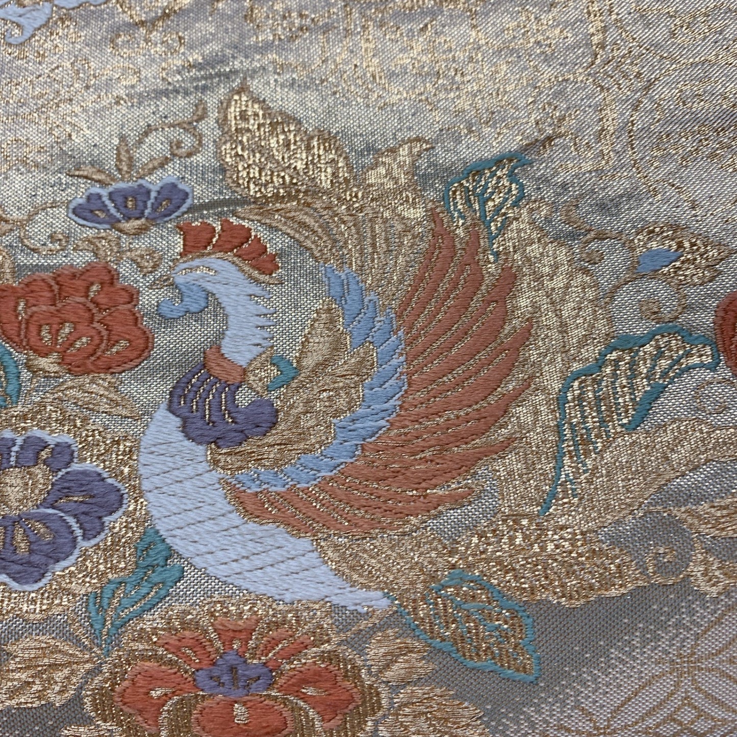 ［8959］袋帯 花菱鳳凰文様 金彩 六通 正絹 着物 フォーマル